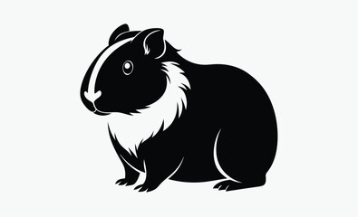 Fototapeta premium Guinea pig silhouette, black vector illustration, small pet icon, guinea Pig vector illustration 