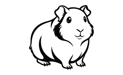 Guinea pig silhouette, black vector illustration, small pet icon, guinea Pig vector illustration 