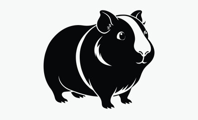 Guinea pig silhouette, black vector illustration, small pet icon, guinea Pig vector illustration 