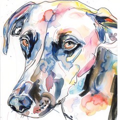 Colorful Watercolor Dog Portrait