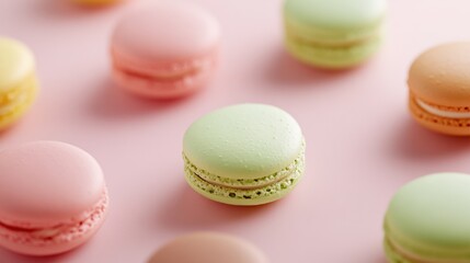 Obraz premium colorful macarons on a pink background