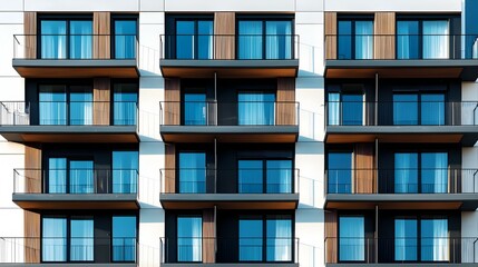 Modern building with solar panels on the wall