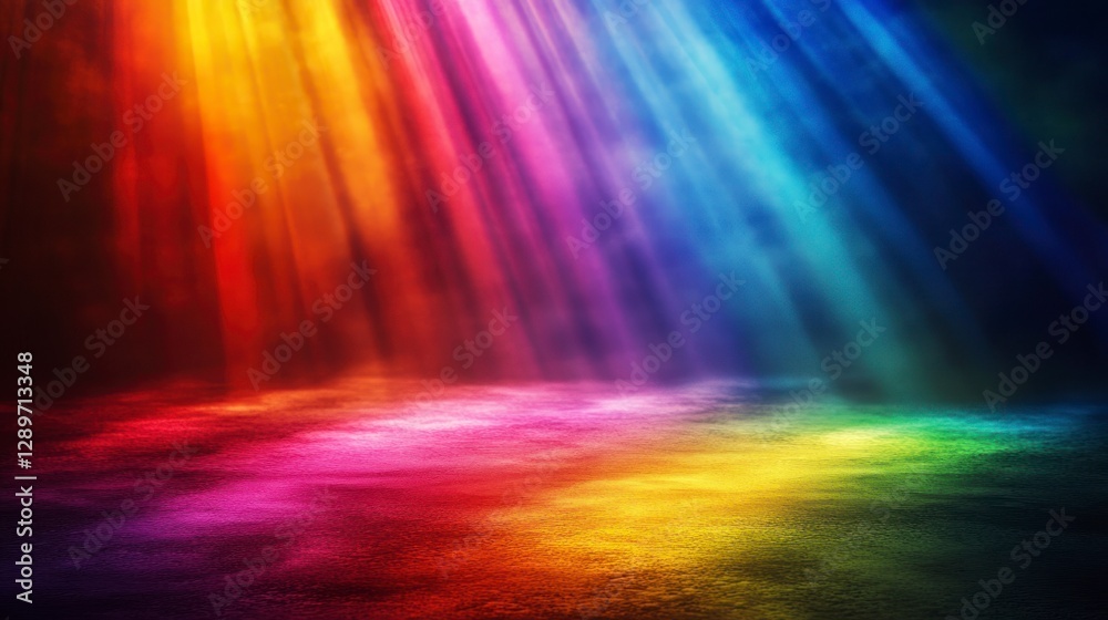 Wall mural vivid spectrum of colorful light rays illuminating a dark background in an artistic display of refra