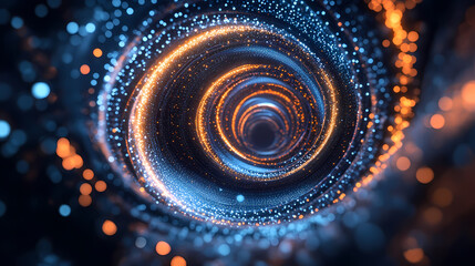 Blue and orange glowing spiral in deep space
