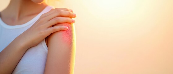 Naklejka premium Sunburn on Woman's Shoulder