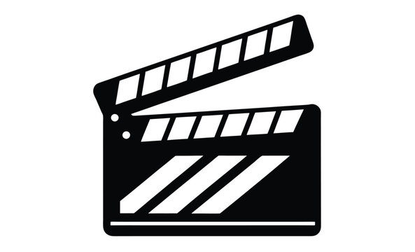 recommend clip art: Movie clapperboard silhouette, film production icon, cinema slate vector