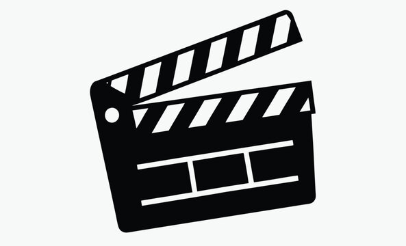 recommend clip art: Movie clapperboard silhouette, film production icon, cinema slate vector