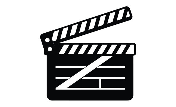recommend clip art: Movie clapperboard silhouette, film production icon, cinema slate vector