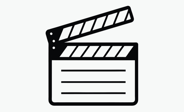 recommend clip art: Movie clapperboard silhouette, film production icon, cinema slate vector