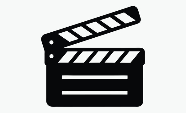 recommend clip art: Movie clapperboard silhouette, film production icon, cinema slate vector