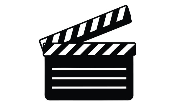 recommend clip art: Movie clapperboard silhouette, film production icon, cinema slate vector