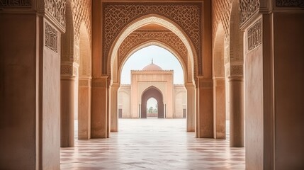 Serene View of Arched Architecture in Historical Indo-Islamic Style