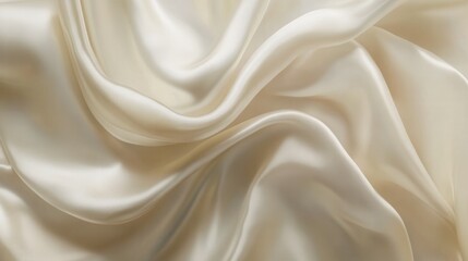 Fototapeta premium Elegant Cream Satin Fabric Texture with Soft Waves and Natural Shine Ideal for Fashion and Interior Design Projects