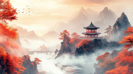 Chinese style natural landscape scenery