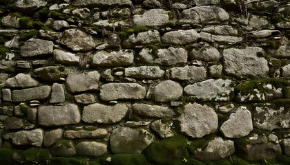Ancient stone wall with aged and textured surfaces, perfect for fantasy settings.
