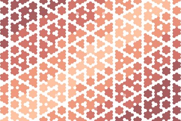 Soft brown and pink hexagonal mosaic pattern with geometric floral hexa tile design. Abstract decoration concept