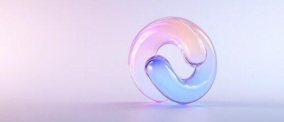 Abstract Curved Glass Shape in Studio Setting