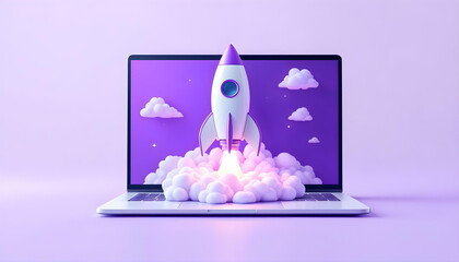3d rocket laptop growth business startup