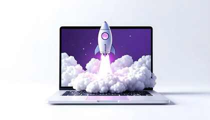 3d rocket laptop growth business startup