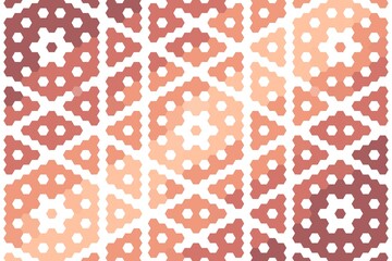 Hexagonal geometric pattern in soft brown and pink with an abstract hexagon mosaic arrangement. Modern design concept