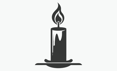Candle silhouette, black vector icon, burning wax illustration