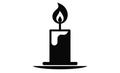 Candle silhouette, black vector icon, burning wax illustration