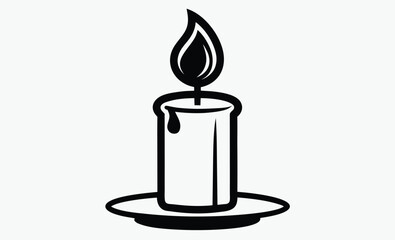 Candle silhouette, black vector icon, burning wax illustration