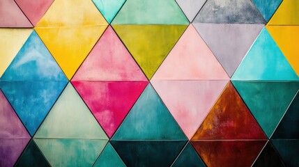 Colorful triangular wall texture background