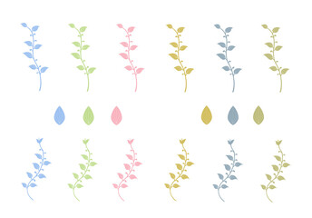リーフ、植物のラインセットのイラスト © miyata