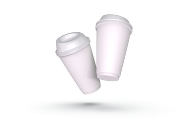 Disposable One Time Paper Cup Ideal for Branding Mockup Presentation | Transparent Background | Realistic Shadow