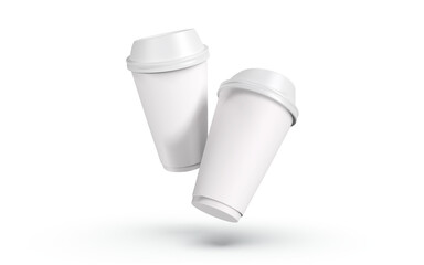 Disposable One Time Paper Cup Ideal for Branding Mockup Presentation | Transparent Background | Realistic Shadow
