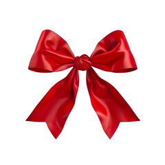 Fototapeta premium Red satin ribbon bow elegant gift decoration present luxury