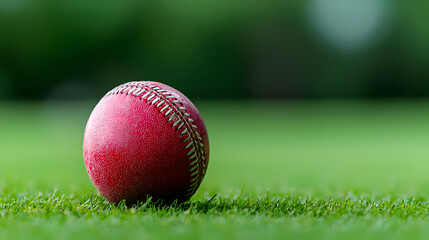 Red Baseball on Lush Green Grass