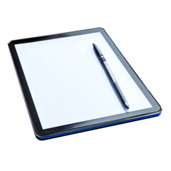 A Futuristic Digital Notepad with Advanced Stylus Isolated on Transparent Background