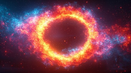 Fototapeta premium This celestial image shows a fiery ring in the vast emptiness