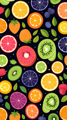 Digital fruit minimalist illustrator in a naive childish style abstract graphic poster background