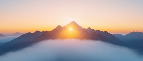 Obraz premium Mountain Peak Sunrise Above the Clouds