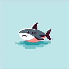 A simple and minimalist illustration of a shark with clean lines and a modern aesthetic. Perfect for creative projects, logos, and educational materials.