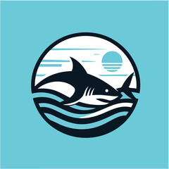 A simple and minimalist illustration of a shark with clean lines and a modern aesthetic. Perfect for creative projects, logos, and educational materials.