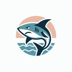 A simple and minimalist illustration of a shark with clean lines and a modern aesthetic. Perfect for creative projects, logos, and educational materials.