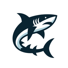 A simple and minimalist illustration of a shark with clean lines and a modern aesthetic. Perfect for creative projects, logos, and educational materials.
