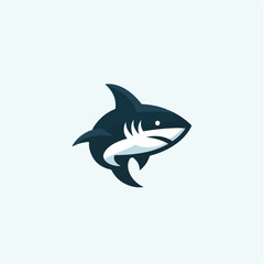 A simple and minimalist illustration of a shark with clean lines and a modern aesthetic. Perfect for creative projects, logos, and educational materials.
