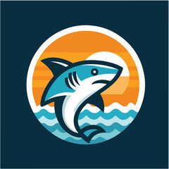 A minimalist and simple shark illustration with a sleek design. Ideal for branding, digital artwork, or educational content.