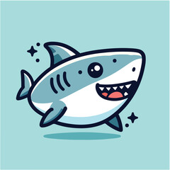 A minimalist and simple shark illustration with a sleek design. Ideal for branding, digital artwork, or educational content.