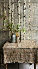 Naklejka premium vintage rustic with birch trees pattern abstract graphic poster background