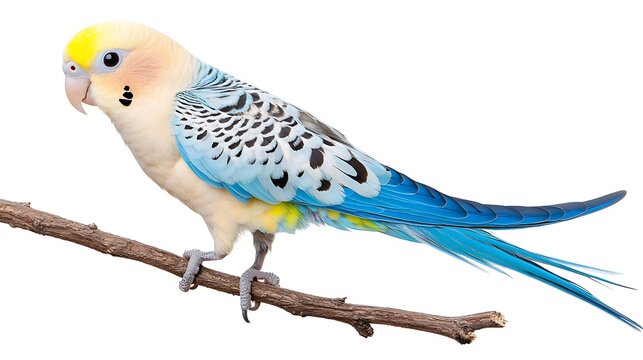 Colorful parakeet perched on branch in natural setting