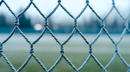 Fototapeta premium Frozen Netting on a Sports Field
