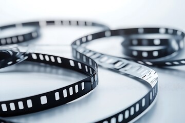 Black Film Strip Detail Focus On An Isolated Surface