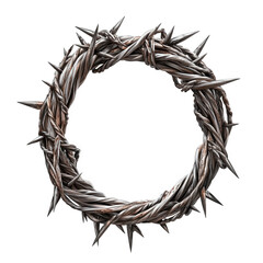 Fototapeta premium A conceptual vector-style artwork of a spiked wire loop, artistically styled to represent Christian themes, created in a precise and aesthetic-driven graphic design, transparent background, PNG