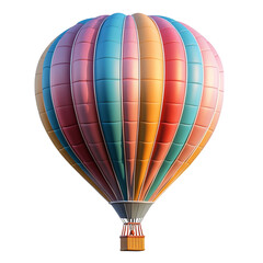 A Fluffy 3D Cartoon Hot Air Balloon with Glowing Colors Isolated on Transparent Background